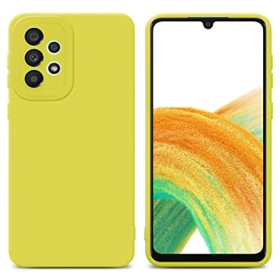 Abbildung von Cadorabo Hülle kompatibel mit Samsung Galaxy A72 4G 5G Schutzhülle TPU Silikon Case Liquid Design Kameraschutz Slim Kratzfest Weiche Gummi Rundumschutz für in Gelb