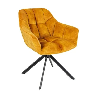 Abbildung von riess ambiente Polsterstuhl PAPILLON senfgelb / schwarz (Einzelartikel, 1 St), Esszimmer · Samt Metall Armlehne 180 drehbar Modern Design