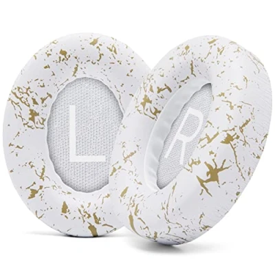 Abbildung von WC Wicked Cushions Verbesserte Ersatz Ohrpolster für Bose 700 Noise Cancelling Kopfhörer (NC700) weicheres PU Leder, luxuriöser Memory Schaum, besonders langlebige Gold Marble