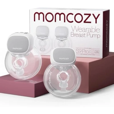 Abbildung von Momcozy S9 Pro Aktualisierte Milchpumpe Elektrisch Tragbar, Freihändige mit längster Akkulaufzeit und LED Anzeige, Elektrische 2 Modi &amp; 9 Stufen 24mm (Grau, Pack)