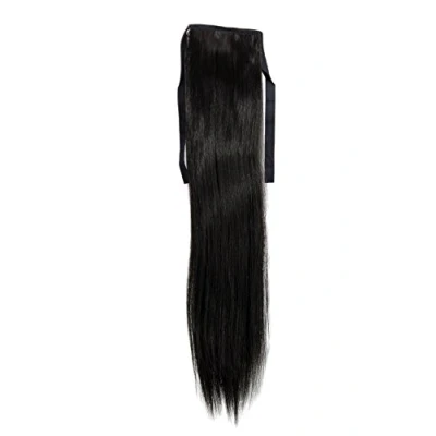 Abbildung von WIG ME UP YZF TS18 2 Haarteil, Zopf schmal Seitenzopf Cosplay Schwarz glatt 18inch/ 45cm Band Haar Klammer Haarverlängerung