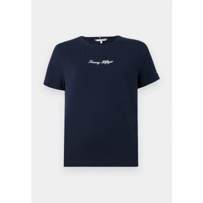 Abbildung von Tommy Hilfiger Classic Script REG Tshirt print, Damen, Größe: XS, Dark night navy