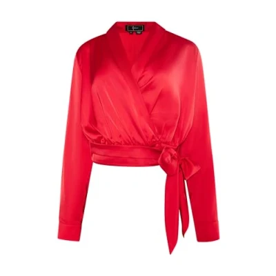Abbildung von nascita Damen Wickelbluse aus Satin 19529199 NA03, ROT, M