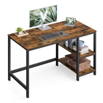 Abbildung von VASAGLE Schreibtisch Computertisch, 120/140cm Bürotisch mit 2 Ablagen