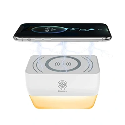 Abbildung von Northpoint LED Steckdosen Nachtlicht mit Farbwechselfunktion stufenlos dimmbar per Touch Dimmer induktive Ladeschale für Smartphones