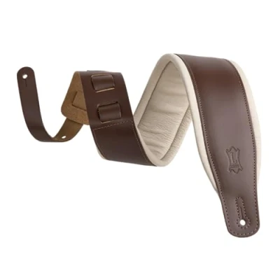 Abbildung von Levy&#039;s M26PD BRN_CRM Gitarrengurt Top Grain Leather 3&quot; Bark Brown on Cream