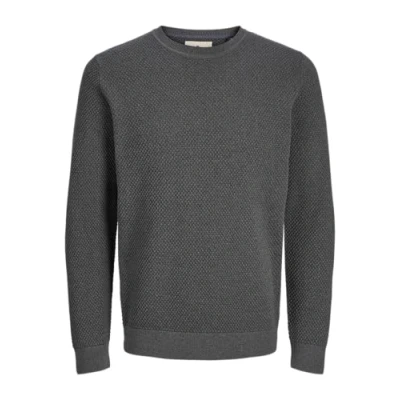 Abbildung von JACK &amp; JONES Herren Jprblunoah Knit Crew Neck Bf Strickpullover, Charcoal Gray/Detail:Twist/Full Structure, M EU
