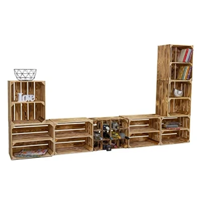 Abbildung von Vinterior Wohnwand Paris mit TV Board und Kombiregalen Mediawand Schrankwand Anbauwand Wohnzimmer Set Wand