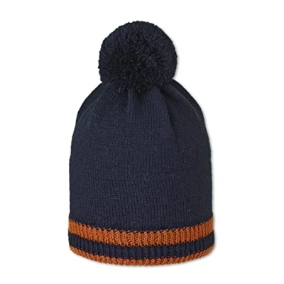 Abbildung von Sterntaler Unisex Kinder Mütze Baby Bommelstrickmütze Rand, marine, 51