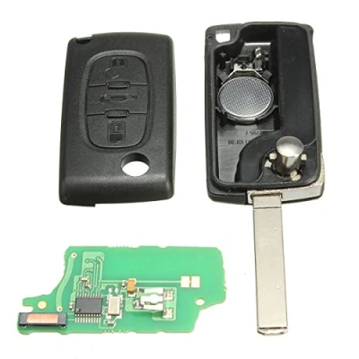 Abbildung von KATUR 433 MHz 3 Tasten Auto Fernbedienung Key Cover Shell Fall Ersatz mit Akku ID 46 Chip für Peugeot Citroen Berlingo