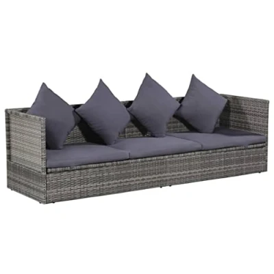 Abbildung von vidaXL Gartenliege Garten Sofabett 200x60 cm Poly Rattan Grau, 1 St.