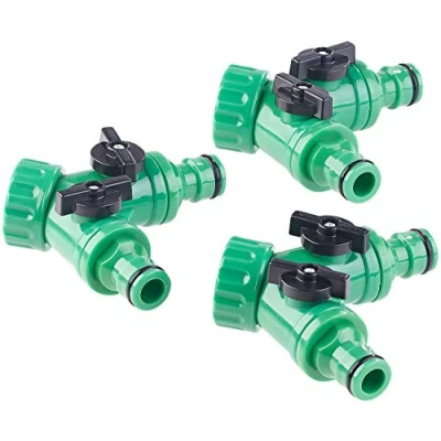 Abbildung von Royal Gardineer 2 Wege Wasserhahn Garten: Adapter mit Ventilen für Gartenschläuche, 3er Set (Gartenschlauch Verteiler Wege, Wasserverteiler Gartenbewässerung)