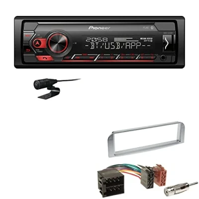 Abbildung von Pioneer MVH S320BT 1 DIN Bluetooth Autoradio USB FLAC Spotify mit Einbauset passend für Alfa Romeo 147 2000 2010 Silber