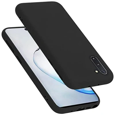 Abbildung von Cadorabo Hülle kompatibel mit Samsung Galaxy Note 10 Silikon Handyhülle für Case aus flüssigem Silikon, Kratzfeste Schutzhülle Liquid SCHWARZ
