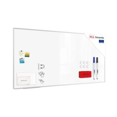 Abbildung von Allboards, magnetisches Whiteboard mit Expo Alurahmen, trocken abwischbar und beschreibbar, wandmontierbar, 200 x 100 cm.