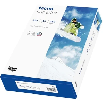 Abbildung von Inapa tecno Druckerpapier Superior, Format DIN A4, 120 g/m², 168 CIE, 250 Blatt