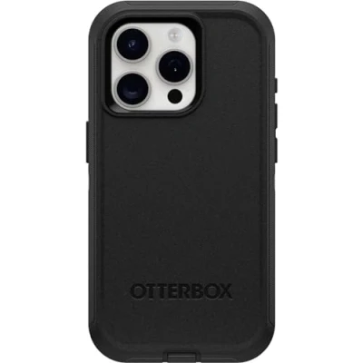 Abbildung von OtterBox Defender Hülle für iPhone 15 Pro, stoßfest, sturzsicher, ultra robust, schützende Hülle, 5x getestet nach Militärstandard, Schwarz, Keine Einzelhandelsverpackung