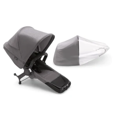 Abbildung von Bugaboo Donkey 5 Duo Erweiterungsset, verwandelt deinen Mono in einen Doppelkinderwagen, verbessertes Side By Design, wendbarer Sitz und Ein Hand Lenkung, Grey Melange