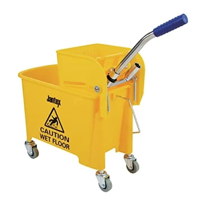 Abbildung von Jantex Kentucky 2 in 1 Mop Eimer mit Wringer 20 Liter, gelb, Schmutzwasser Teiler, auf Rollen Räder, lange Hebel Griff, farbcodierte Reinigung F951
