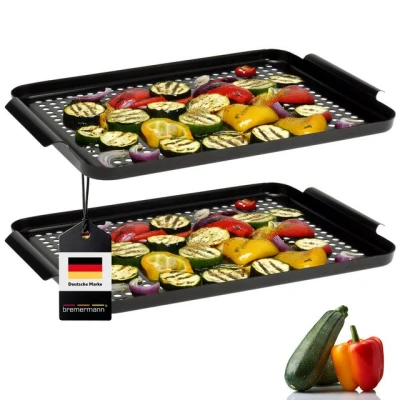Abbildung von bremermann Grillplatte 2er Set, Grillpfanne, antihaftbeschichtet 29,5 x 25,5 cm