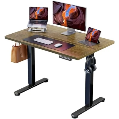 Abbildung von ErGear Höhenverstellbarer Schreibtisch 100 x 60cm Höhenverstellbar Elektrisch Ergonomischer Steh Sitz Tisch Computertisch für Heimbüro mit 4 Memory Steuerung (Espresso)