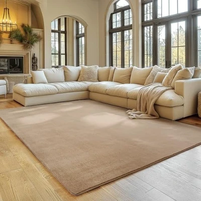 Abbildung von SIMPEX Kurzflor Teppich Wohnzimmer 140x200cm Rechteckig, rutschfest &amp; Waschbar, Weich und Modern, Einfarbiges Design für Wohnzimmer, Schlafzimmer, Küche Kinderzimmer