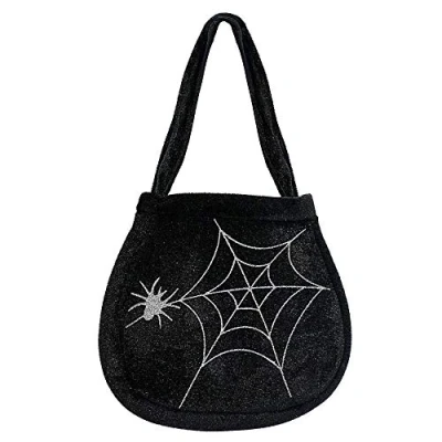 Abbildung von Widmann 8173W Hexen Handtasche, mit Spinne und Spinnennetz bedruckt, Schwarz, Kostüm, Accessoire, Halloween, Karneval, Mottoparty