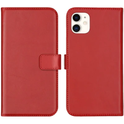 Abbildung von Apple iPhone 11 Hülle Echtleder Selencia Klapphülle Handyhülle Rot