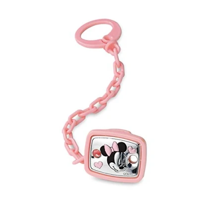 Abbildung von Disney Baby Minnie Mouse Schnullerclip und Schnullerkette mit Details aus Silber ideal als Geschenk zur Geburt oder Taufe