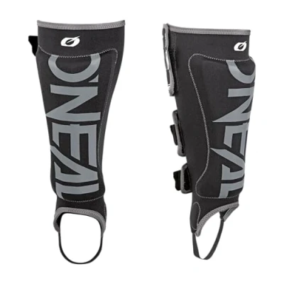 Abbildung von O&#039;NEAL Schienbeinprotektoren BMX Mountainbike Downhill Bequemes Neopren Material, Plastikeinsatz Schutz, drei verstellbare Klettbänder Straight Shin Guard Erwachsene Schwarz Grau Größe L