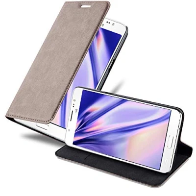 Abbildung von Cadorabo Hülle kompatibel mit Samsung Galaxy J5 2016 aus Premium Kunst Leder Flip Klappbare Stoßfeste Magnetische [Standfunktion] [Kartenfächern] Cover für Tasche in Braun