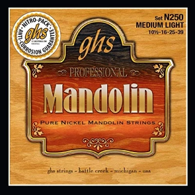 Abbildung von GHS Professional N250 Mandolin String Set, Loop End, Pure Nickel, Medium Light, .0105 .039