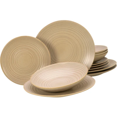 Abbildung von CreaTable Tafelservice &quot;Lava Stone Sand&quot;, (Set, 12 tlg.), robuste, kratzfeste, seidenmatte Glasur