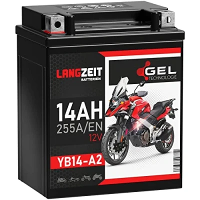 Abbildung von LANGZEIT YB14 A2 Motorradbatterie 12V 14Ah 255A/EN GEL Batterie 51412 CB14 FB14 6Y4P doppelte Lebensdauer vorgeladen auslaufsicher wartungsfrei