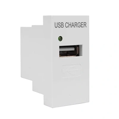 Abbildung von Maclean MCE727W USB Steckdose Ladegerät Anschluss bis 1A Modulare Wandsteckdose Unterputzdose Wanddose Einbaudose Unterputz Montage (USB 1A, Weiß)