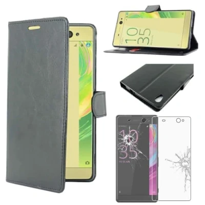 Abbildung von ebestStar kompatibel mit Sony Xperia XA Ultra Hülle Ultra/Dual Kunstleder Wallet Case Handyhülle (PU Leder), Kartenfächern, Standfunktion, Schwarz + Panzer Schutz Glas