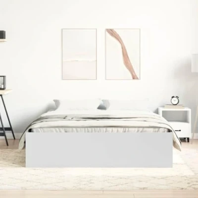 Abbildung von vidaXL Bettgestell, Bettrahmen mit Lattenrost, Bett Gästebett 6 Fächern, Doppelbett Schlafzimmerbett Schlafzimmermöbel, Weiß 120x200cm