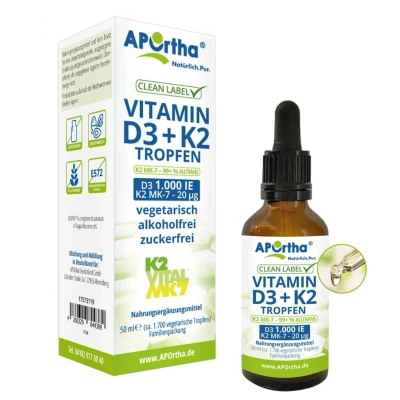 Abbildung von APOrtha® Vitamin D3 1.000 IE + K2VITAL® 20 µg pro Tropfen vegetarische 50 ml