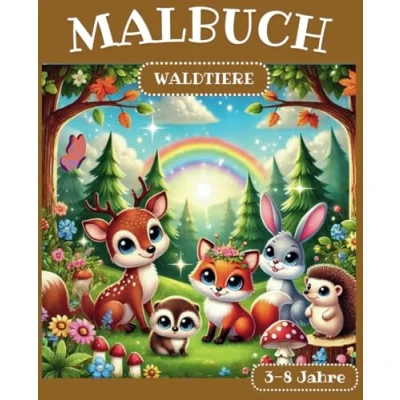 Abbildung von Malbuch Waldtiere: Malvorlagen für Kinder von 3 8 Jahren ab Jungen Mädchen Fuchs Reh Bär Aktivitätsbuch Ausmalbilder