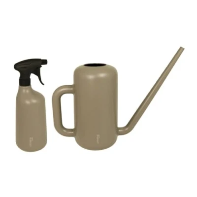 Abbildung von MePla Set Gießkanne Pilea 3,8L + Sprüher 1,0L taupe, wetterfest aus UV beständigem Kunststoff