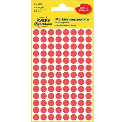 Abbildung von AVERY Zweckform Markierungspunkte Ø 8 mm rot 416 Stück