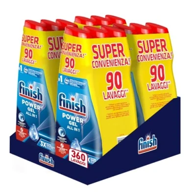 Abbildung von Finish Powergel Spülmaschinengel, flüssig, Mehrzweck, Fettlösekraft, Fresh, 360 Waschgänge, 12 Packungen für 30 Waschgänge.