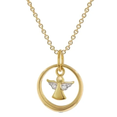 Abbildung von trendor 28212 Kinderschmuck Taufring Mit Engel Gold 333 An Vergoldeter Kette