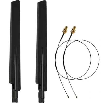 Abbildung von 10dBi 2.4GHz 5GHz 5.8G Dual Band WiFi RP SMA Male High Gain Antenne &amp; MHF4 IPEX 4 auf Buchse Kabel für NGFF M.2 AX200 9260 Card Wireless Router PC Repeater Desktop FPV UAV