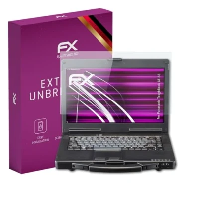 Abbildung von atFoliX Glasfolie kompatibel mit Panasonic ToughBook CF 53 Panzerfolie, 9H Hybrid Glass FX Schutzpanzer Folie