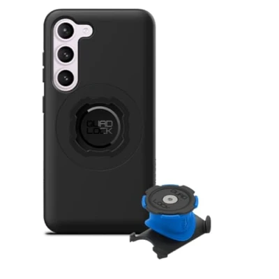 Abbildung von Quad Lock Vorbau/Lenker Handyhalterung Fahrrad Kit mit Samsung Galaxy S23 MAG Hülle