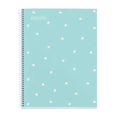 Abbildung von Novilla Miquelrius A4 Notizbuch, 1 Farbstreifen, 80 Blatt 7 mm horizontal liniert, 90 g/m² Papier, 4 Löcher, hartlaminierter Einband, blaue Gänseblümchenfarbe