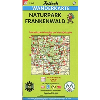 Abbildung von Fritsch Karten, Nr.51, Naturpark Frankenwald: Touristische Hinweise auf der Rückseite. Mit farbiger Wegemarkierung, Wanderparkplätzen, Langlaufloipen und Radwanderwegen (Fritsch Wanderkarten 1:50000)