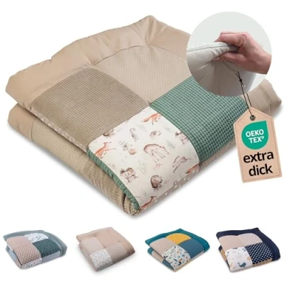 Abbildung von Krabbeldecke Baby 100x100 cm Waldfreunde (Made in EU), ULLENBOOM ®, Dick und weich gepolstert, Ideal als Spieldecke