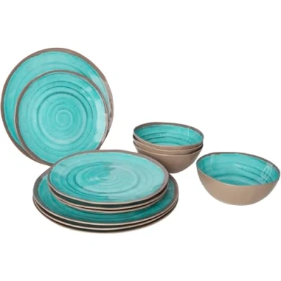 Abbildung von Bo Camp Geschirr Set Melamin Halo Camping, 100% Melamin, Essgeschirr Reise Picknick Teller